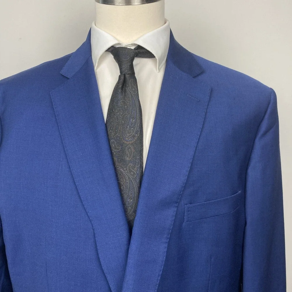 B By Brooks Brothers Men's Blue Classic-Fit‎ Stretch Wool Suit Jacket Size 54R